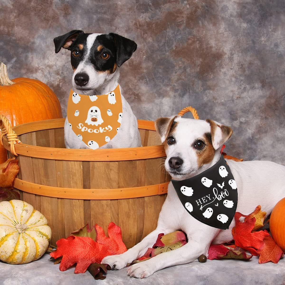 Halloween Dog Bandanas 2 Pack Triangle Scarf Ghosts Pets Outfits