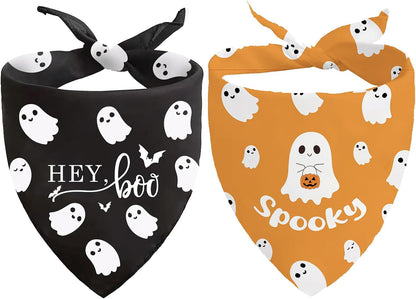 Halloween Dog Bandanas 2 Pack Triangle Scarf Ghosts Pets Outfits