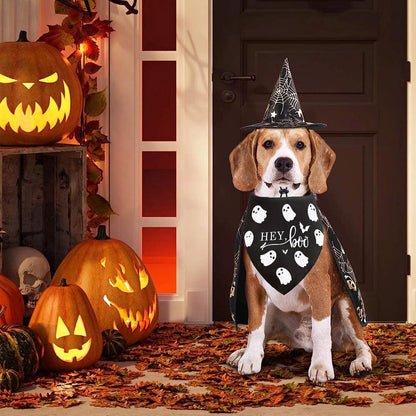 Halloween Dog Bandanas 2 Pack Triangle Scarf Ghosts Pets Outfits