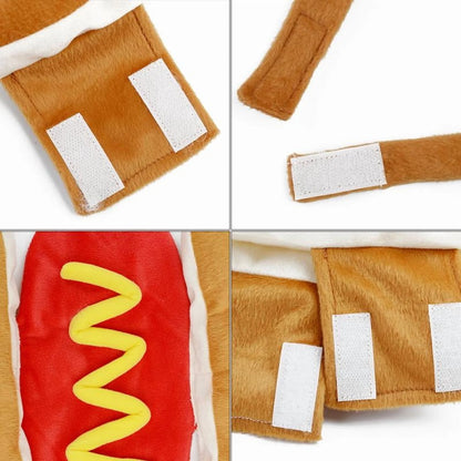Hot Dog Pet Costume Clothes Cute Cat Puppy Outfit Mustard Cosplay Clothes Dogs Fancy Dress Halloween Party Decorations (Small)