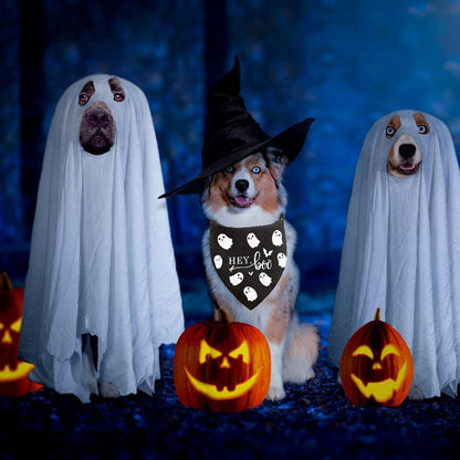 Halloween Dog Bandanas 2 Pack Triangle Scarf Ghosts Pets Outfits