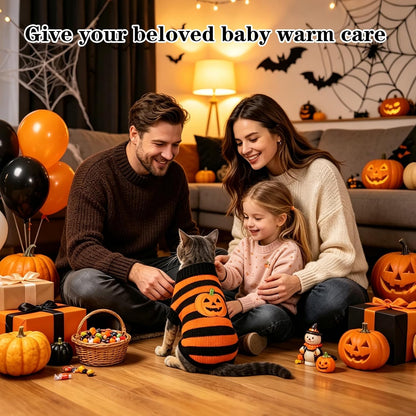 Pumpkin Turtleneck Cat Sweater 2Pack for 9-12.5Lb Large Cats L
